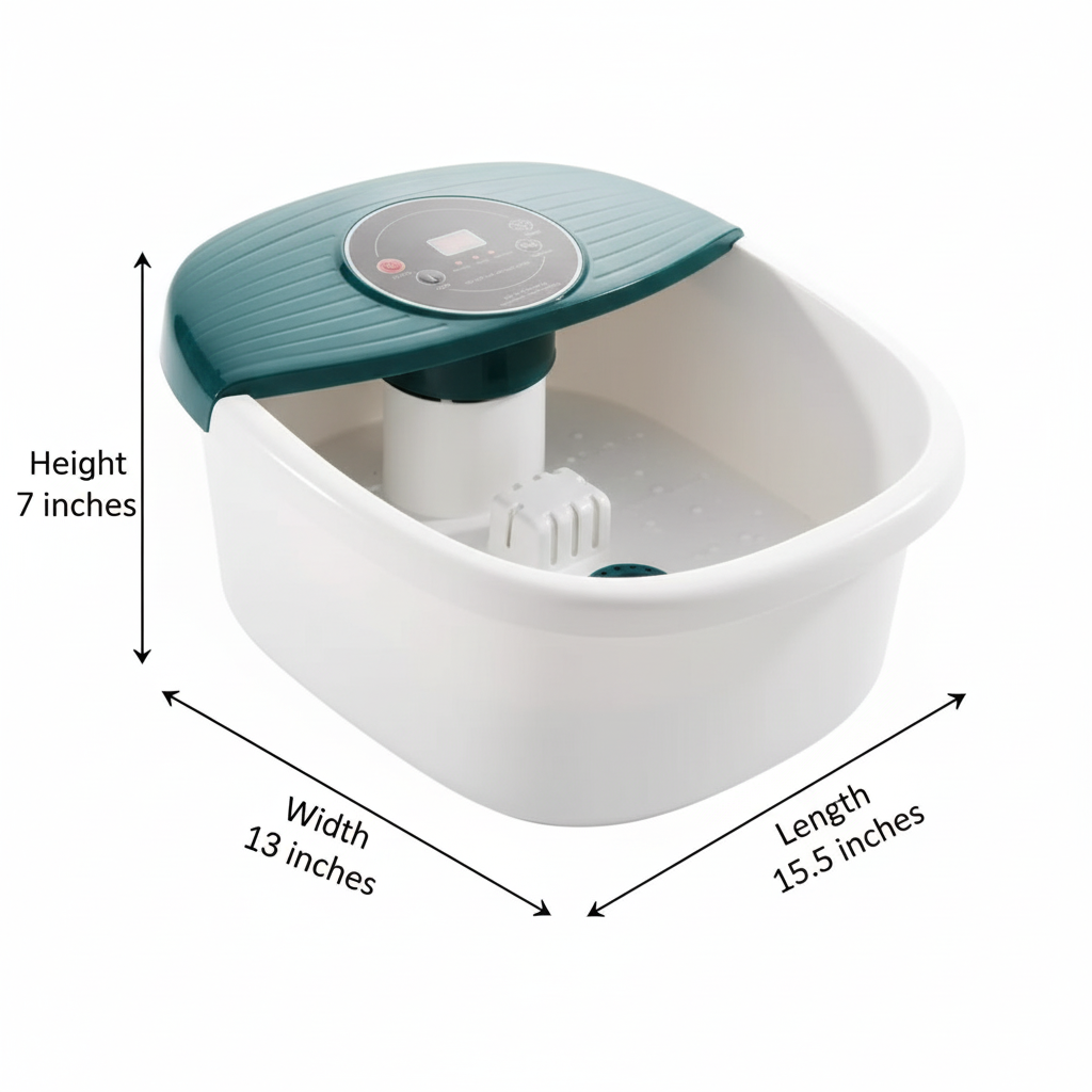 MaxKare Foot Spa Massager with dimensions - 7" H x 13" W x 15.5" L